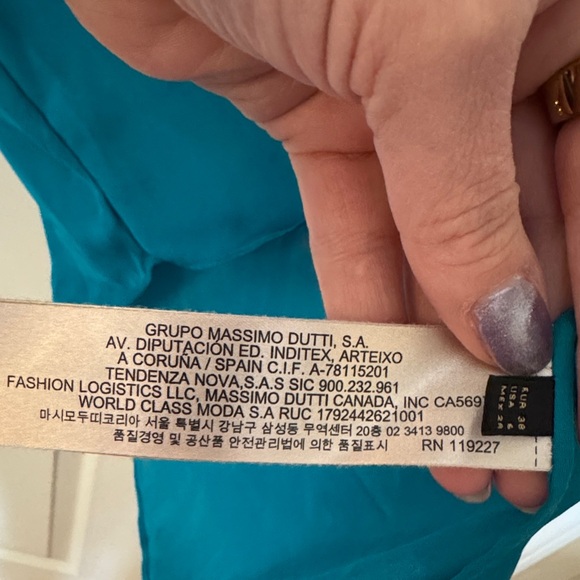 Teal women’s silk Shirt - Picture 4 of 7